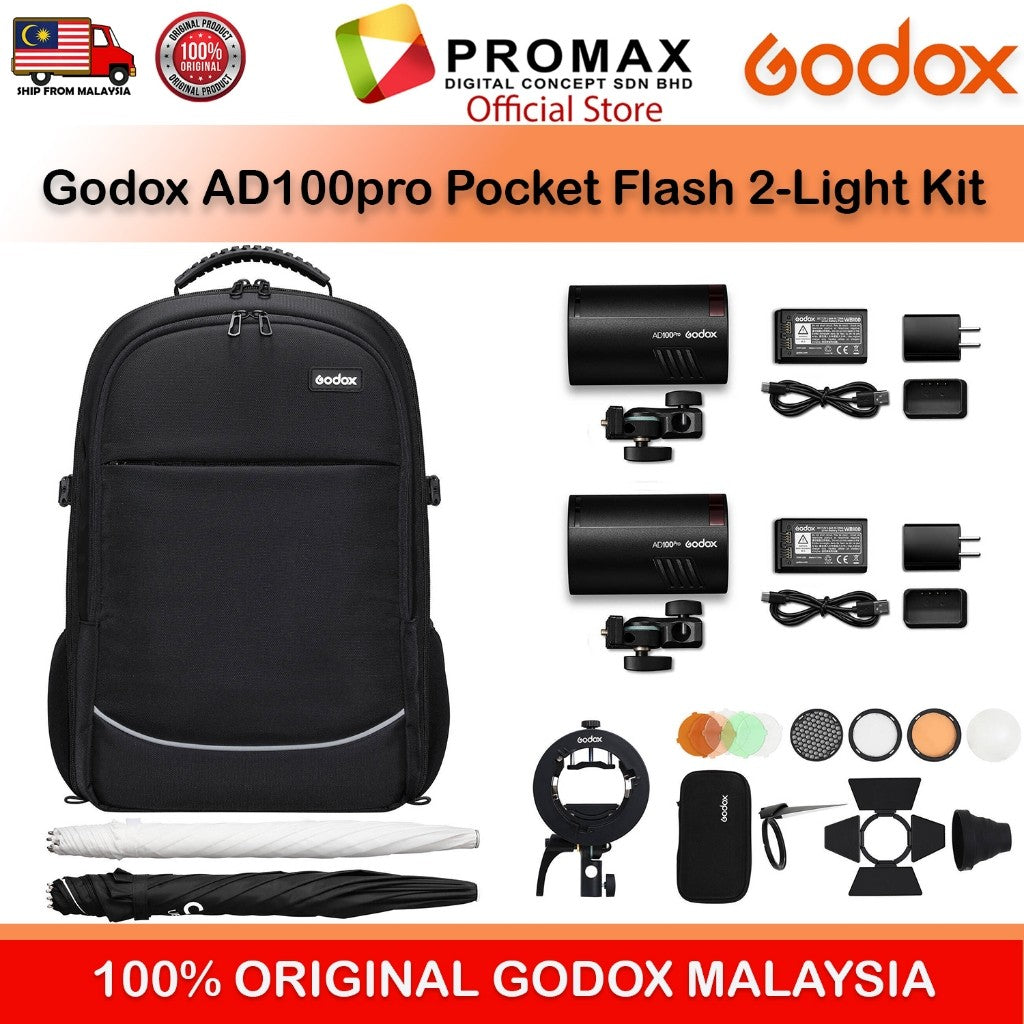 GODOX AD100 PRO KIT POCKET FLASH 2KIT OUTDOOR STROBE TTL AD100pro - GODOX MALAYSIA