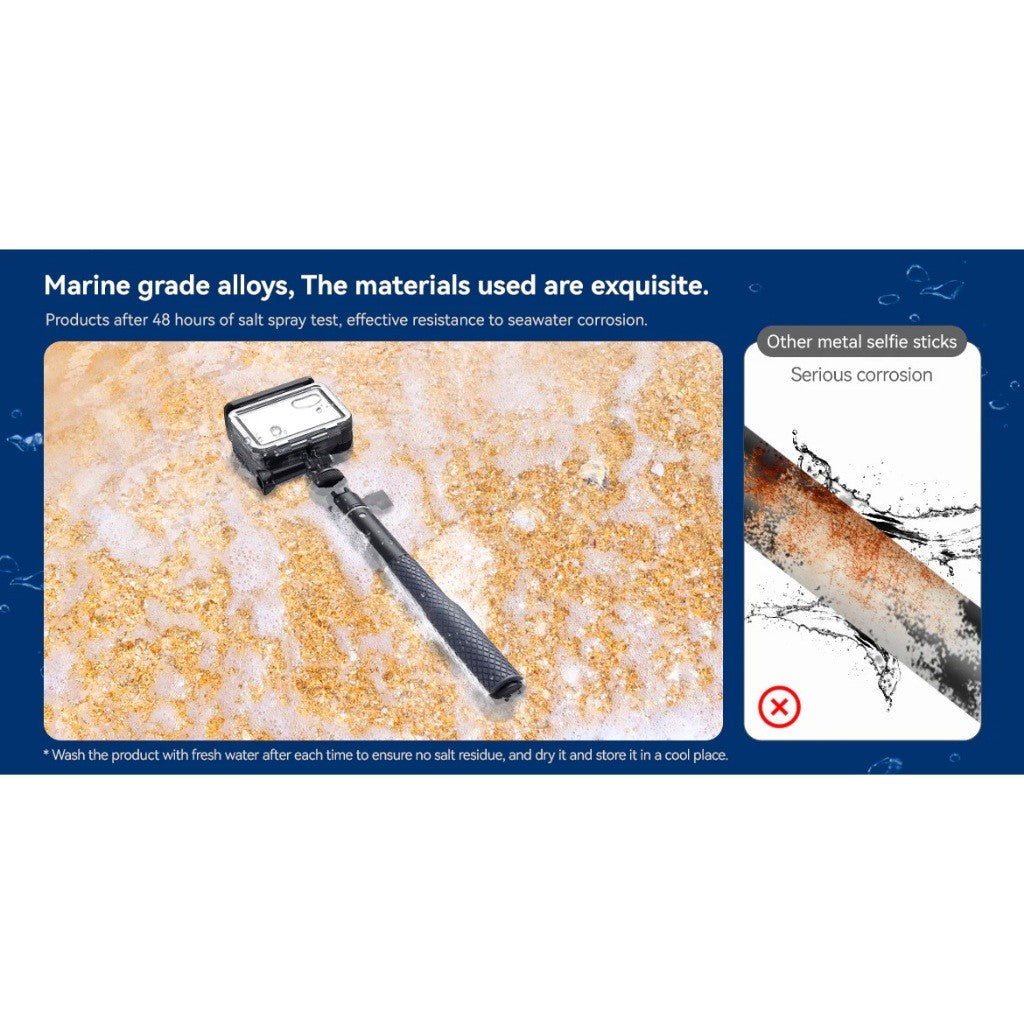 TELESIN WSS-001 Aluminum Alloy Waterproof 19-61cm Selfie Stick with Ball Head