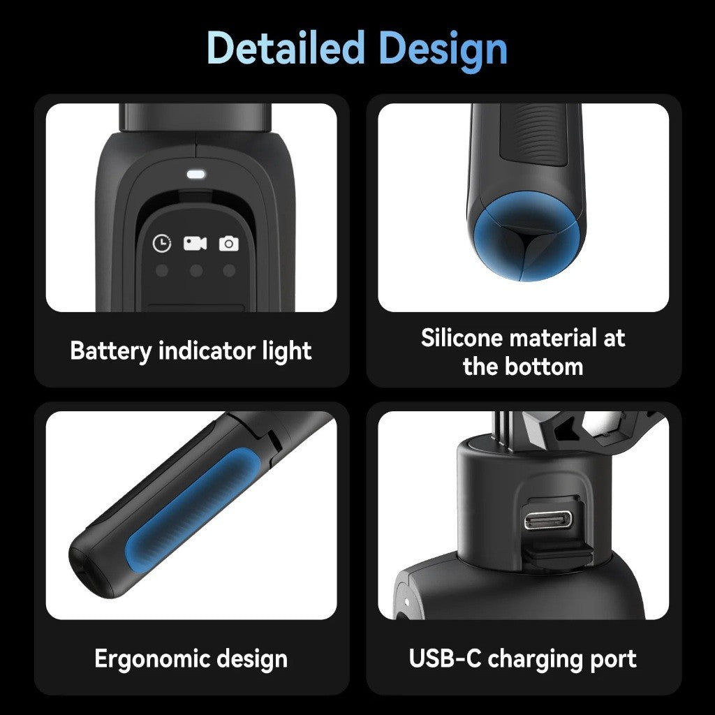 TELESIN S1-CSS-01-TGP 5000Mah 360 Rotation Charging Selfie Stick PowerBank Remote Control Tripod
