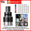 PROMAX Projection attachment MM-06 Pro  with 35pcs Gobo + Colour Gel with Bowens mount for Godox, Nanlite and Aputure