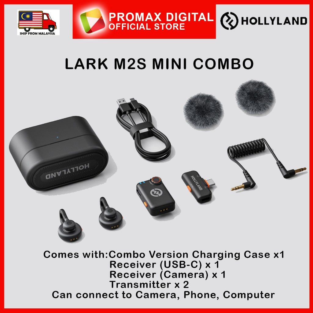 HOLLYLAND LARK M2S Wireless Hidden microphone for camera / computer / phone with USB-C transmitter