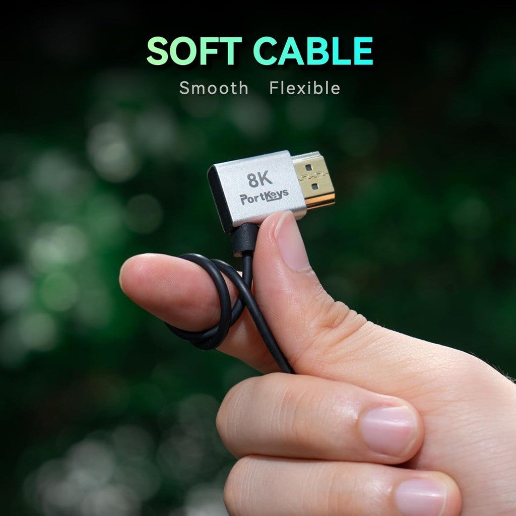 Portkeys 2.5mm Ultra-thin HDMI-Compatiabled Cable 0.3m & 1m Dual Cabel Set 8K Cables for Cameras Monitors