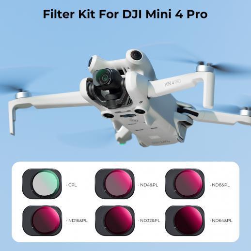 K&F CONCEPT CPL ND & PL Filter Kit for DJI MINI 4 Pro Six Kit CPL ND4&PL/ND8&PL/ND16&PL/ND32&PL/ND64&PL SKU:2082V1