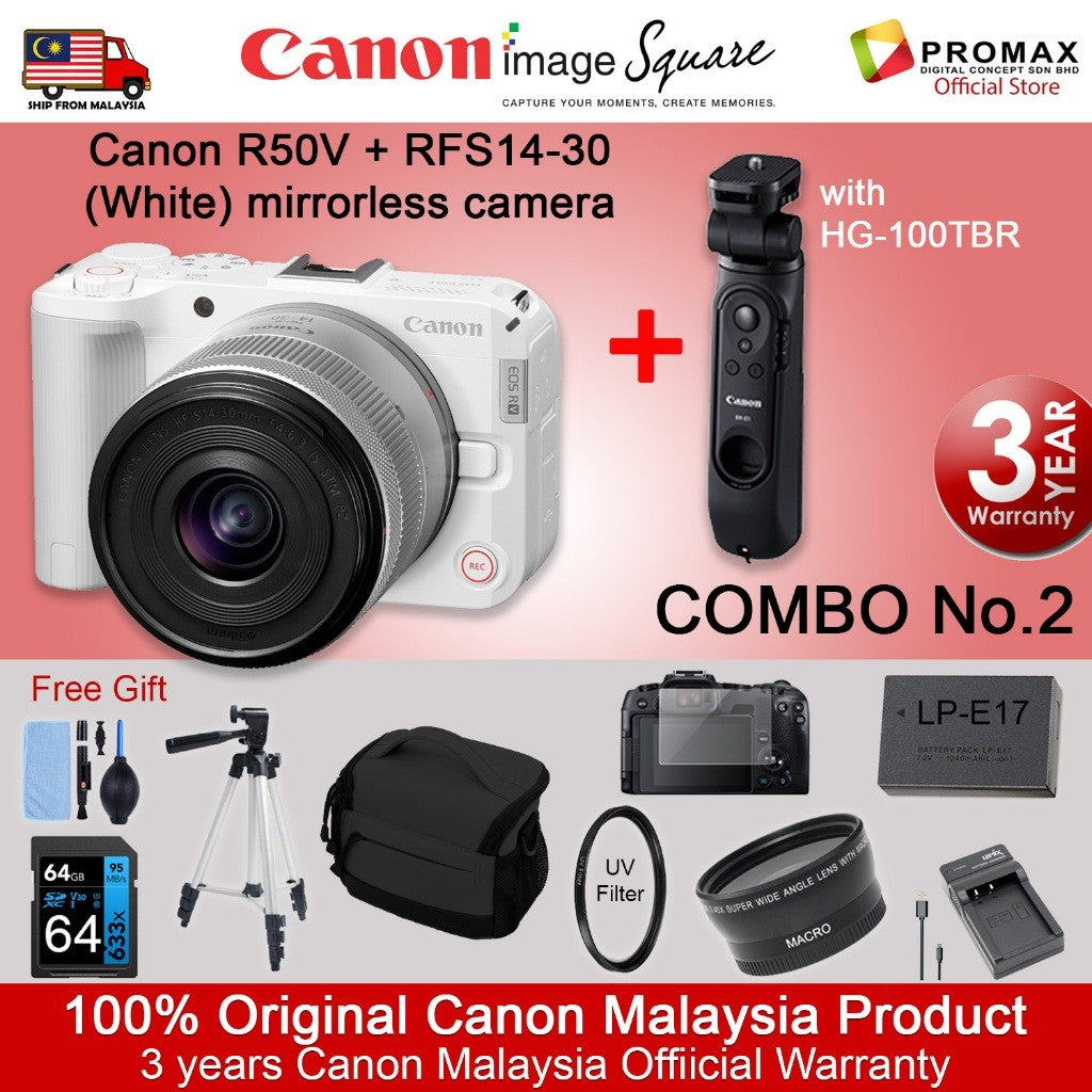 Canon EOS R50V with lens RF-S14-30mm F4-6.3 IS STM PZ Canon Malaysia R50 V 3years warranty HG-100TBR