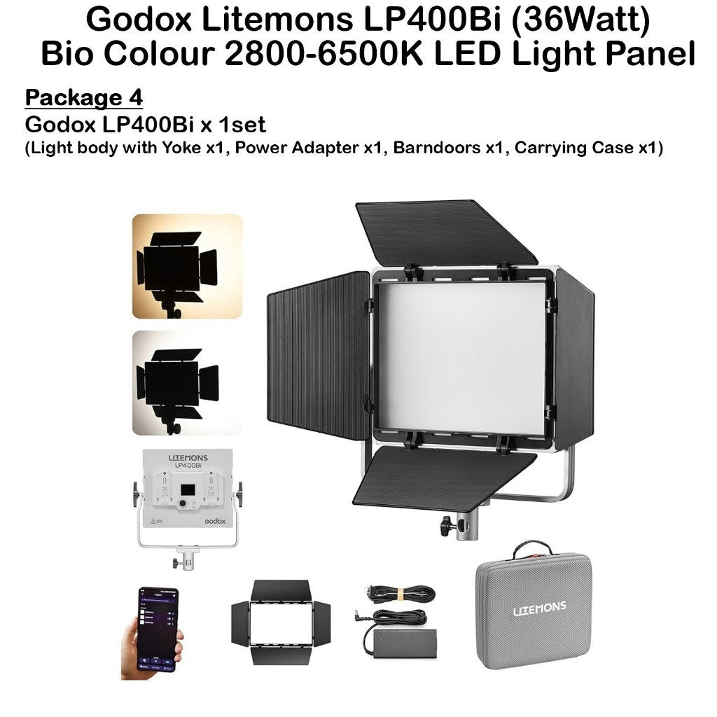 Godox LP400R/LP400Bi RGB LED Panel Light Video Light with Barndoor For Videography and Photography