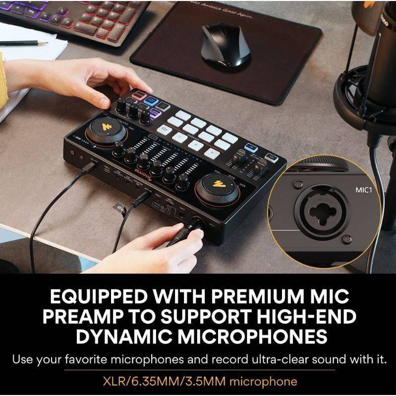 MAONO AME2 Gen 2 E2GEN2 Podcast Mixer Audio Audio Interface Sound Card with dual XLR Quick Mute Noise Reduction