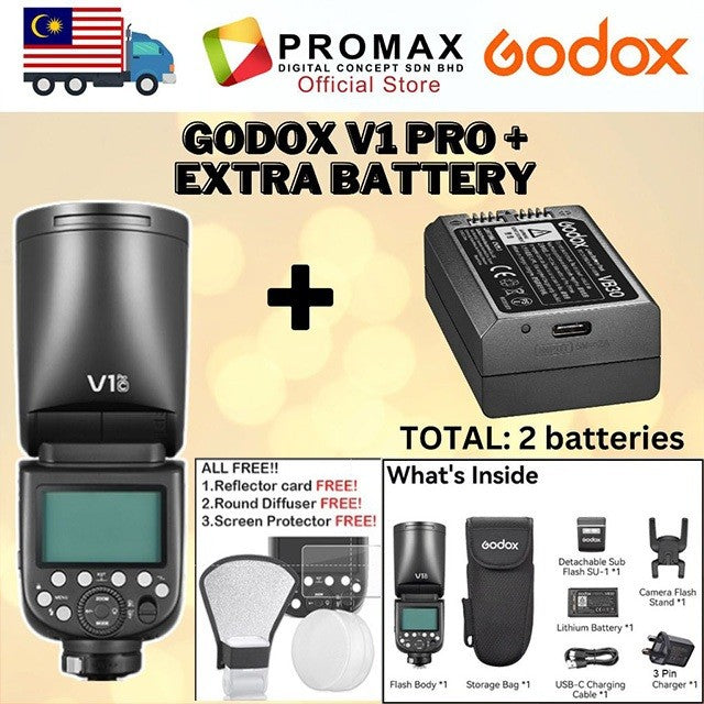 (Many Free Gift)!!Godox V1Pro V1 Pro V1C V1N V1S Flash Speedlight Round TTL Li-ion Round Head Camera Flash V1 Pro V1-Pro