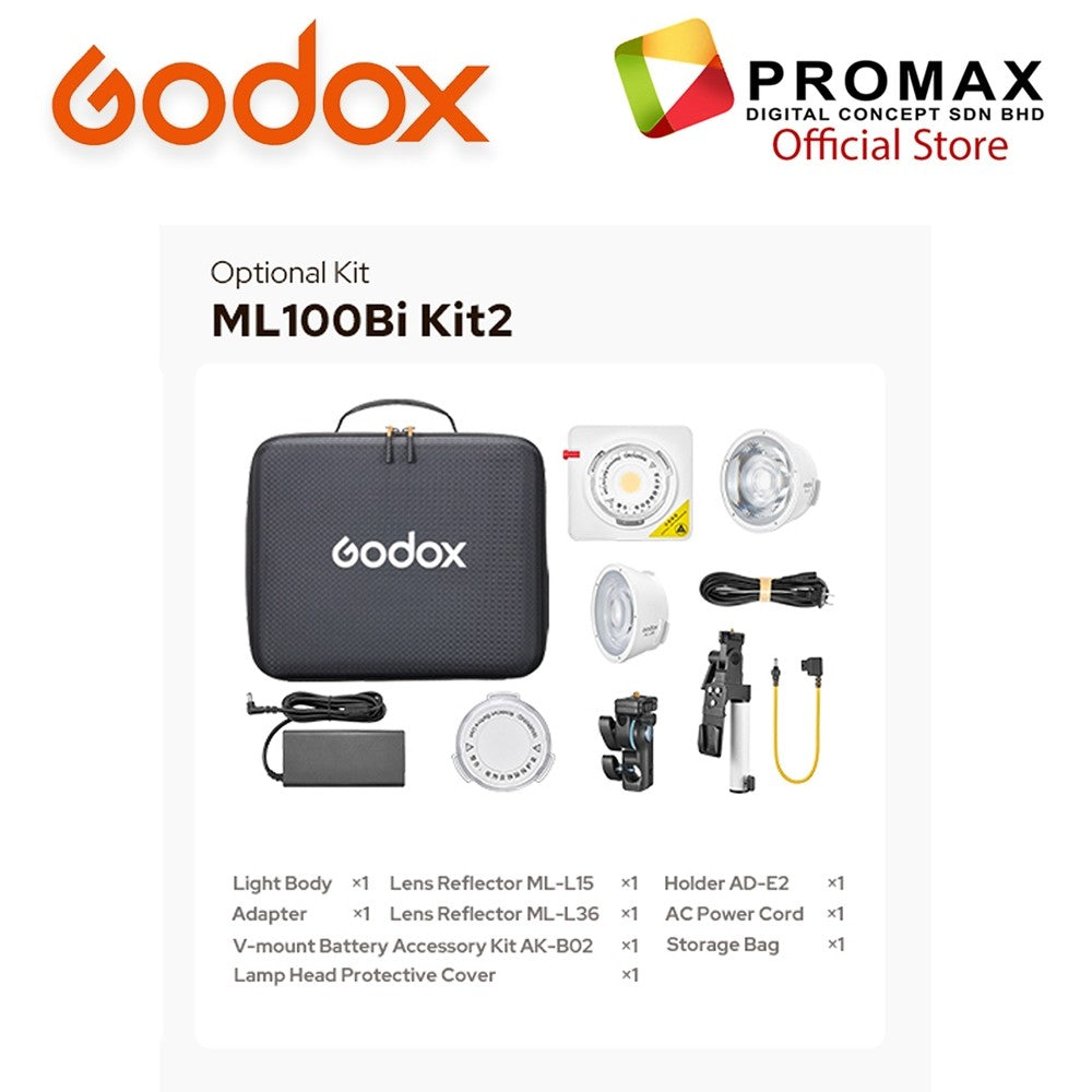 Godox ML100Bi Bi-Color Portable LED Light outdoor and indoor (2800-6500K CCT) ML100 BI White Black