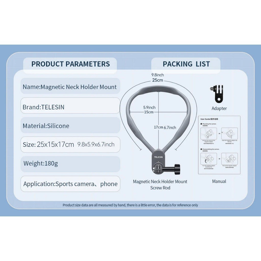 TELESIN TE-HNB-001 TE-HNB-002 TE-HNB-003 MAX Magnetic Neck Holder Mount for Action Cameras/ Phones