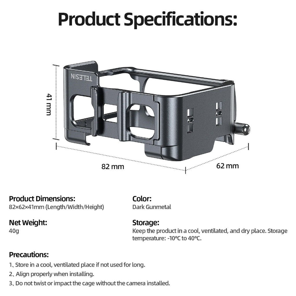 TELESIN S6-FMS-02 Vertical Shooting Quick Release Metal Rabbit Cage Protective