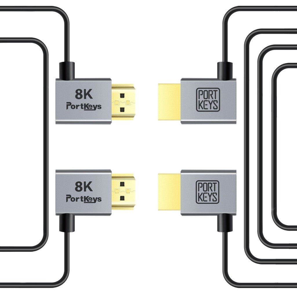 Portkeys 2.5mm Ultra-thin HDMI-Compatiabled Cable 0.3m & 1m Dual Cabel Set 8K Cables for Cameras Monitors
