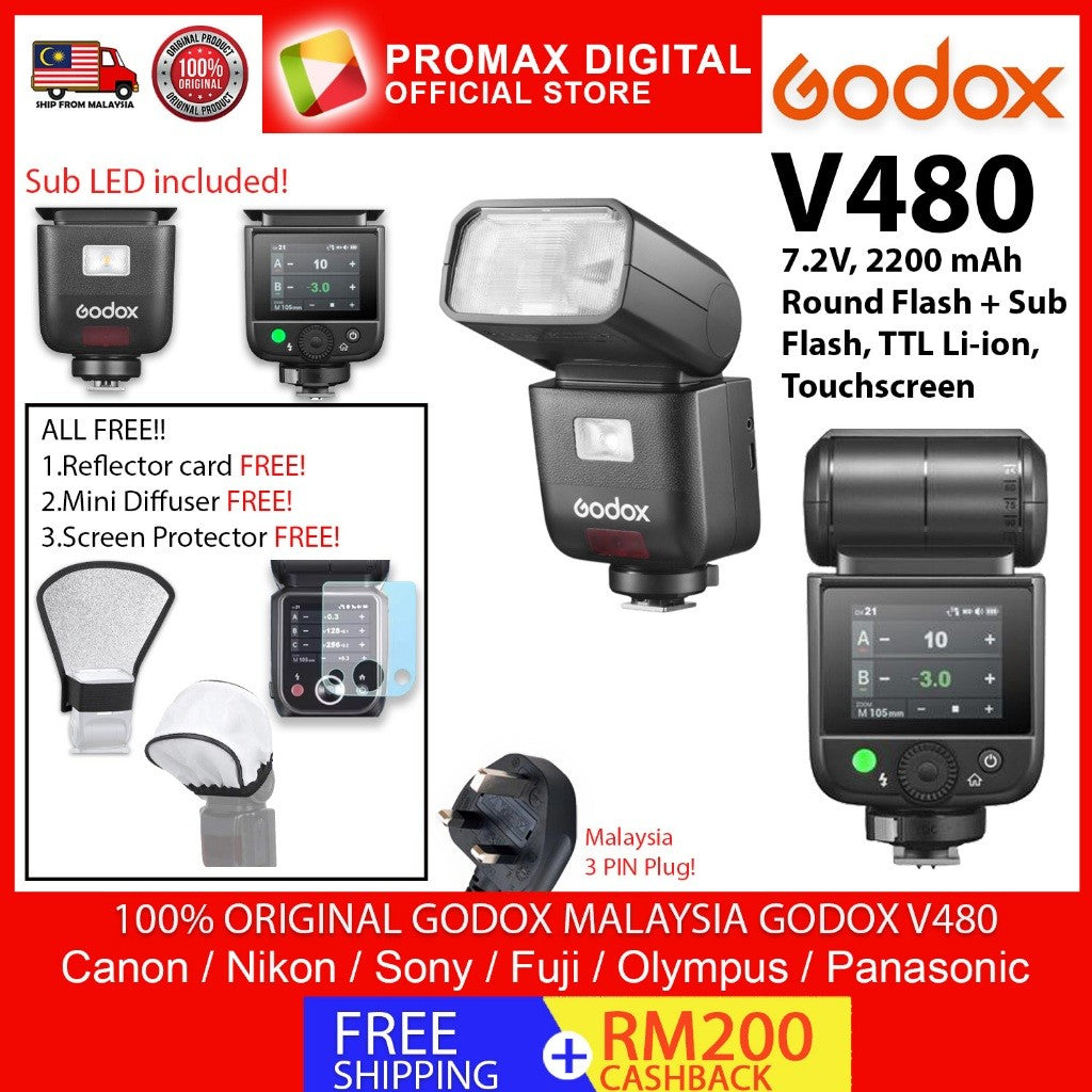 GODOX V480 C / N / S / F / O TTL Li-ion Camera Flash for Canon , Nikon , Sony , Fujifilm , Olympus