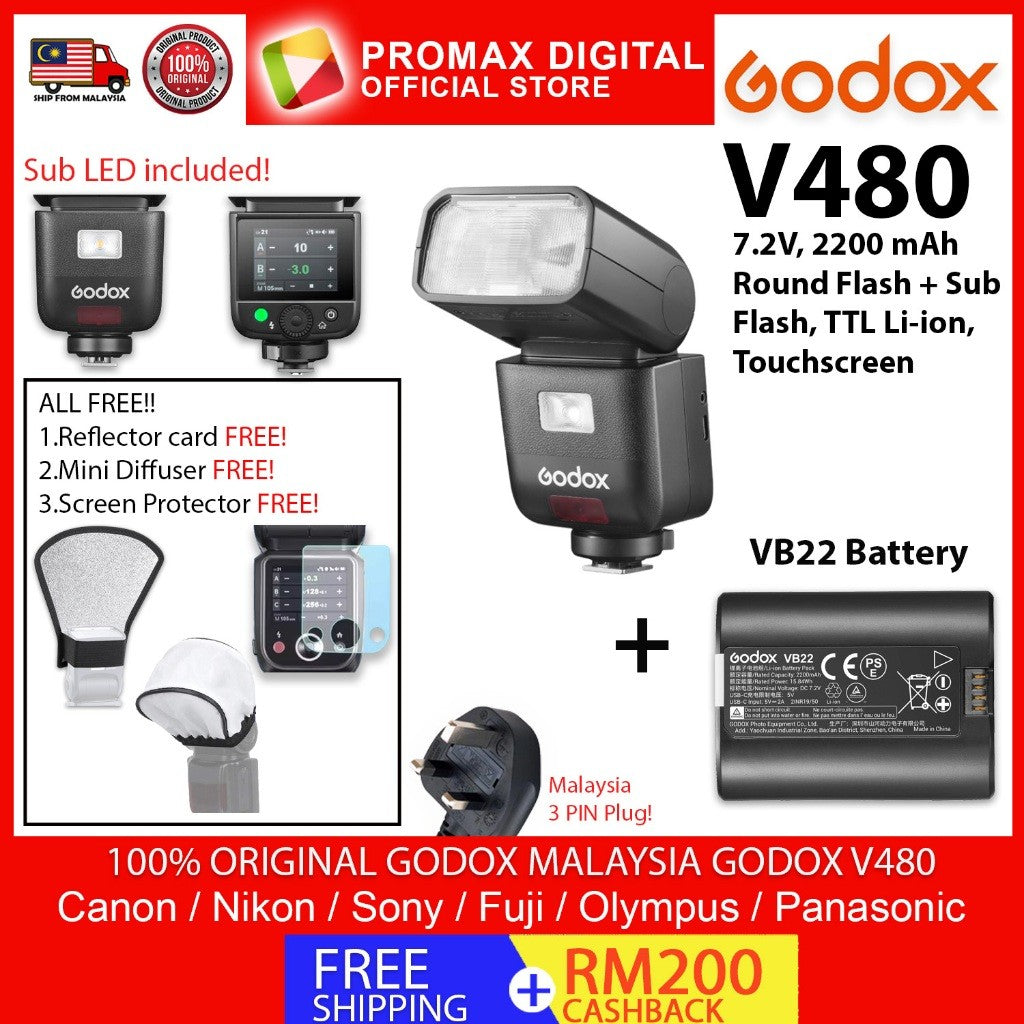 GODOX V480 C / N / S / F / O TTL Li-ion Camera Flash for Canon , Nikon , Sony , Fujifilm , Olympus