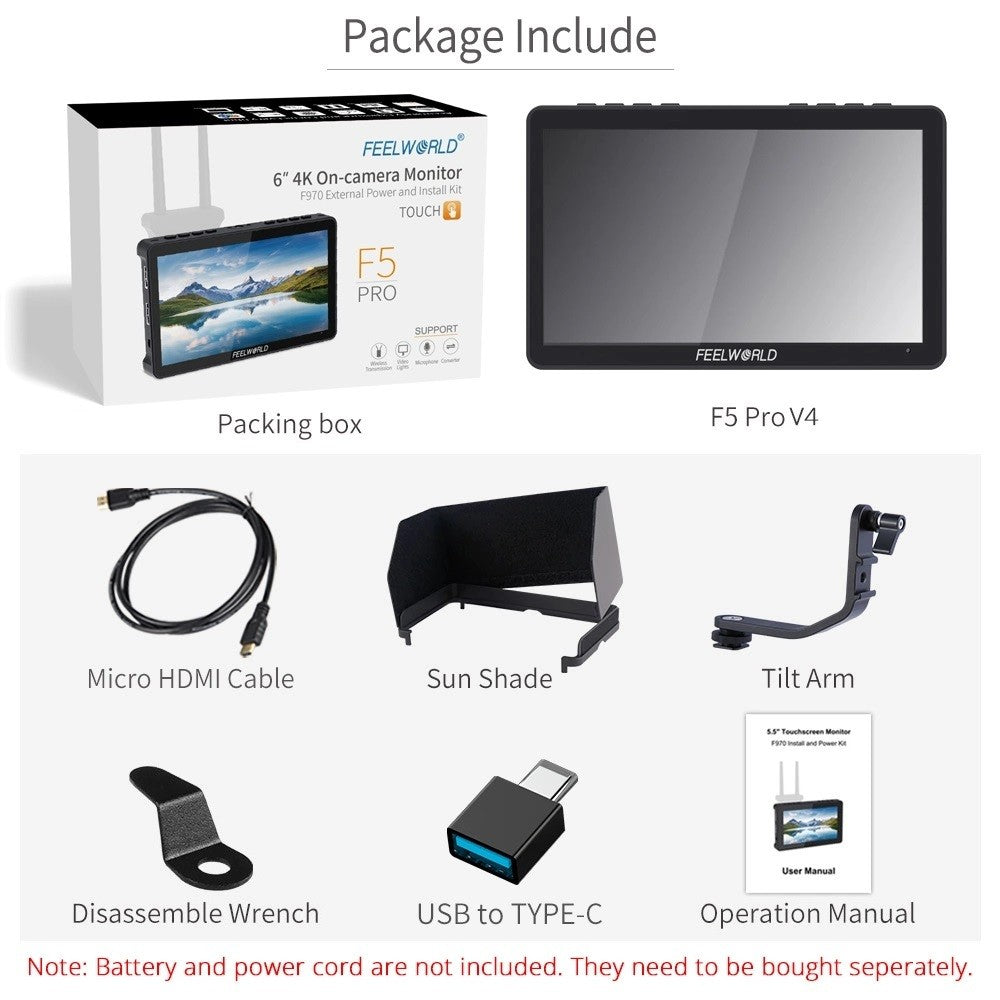 FEELWORLD F5 PRO V4 6" Inch 4K / F5 Pro X 5.5" Touch Screen Monitor Field 3D LUT HDMI Video Monitor DSLR Camera