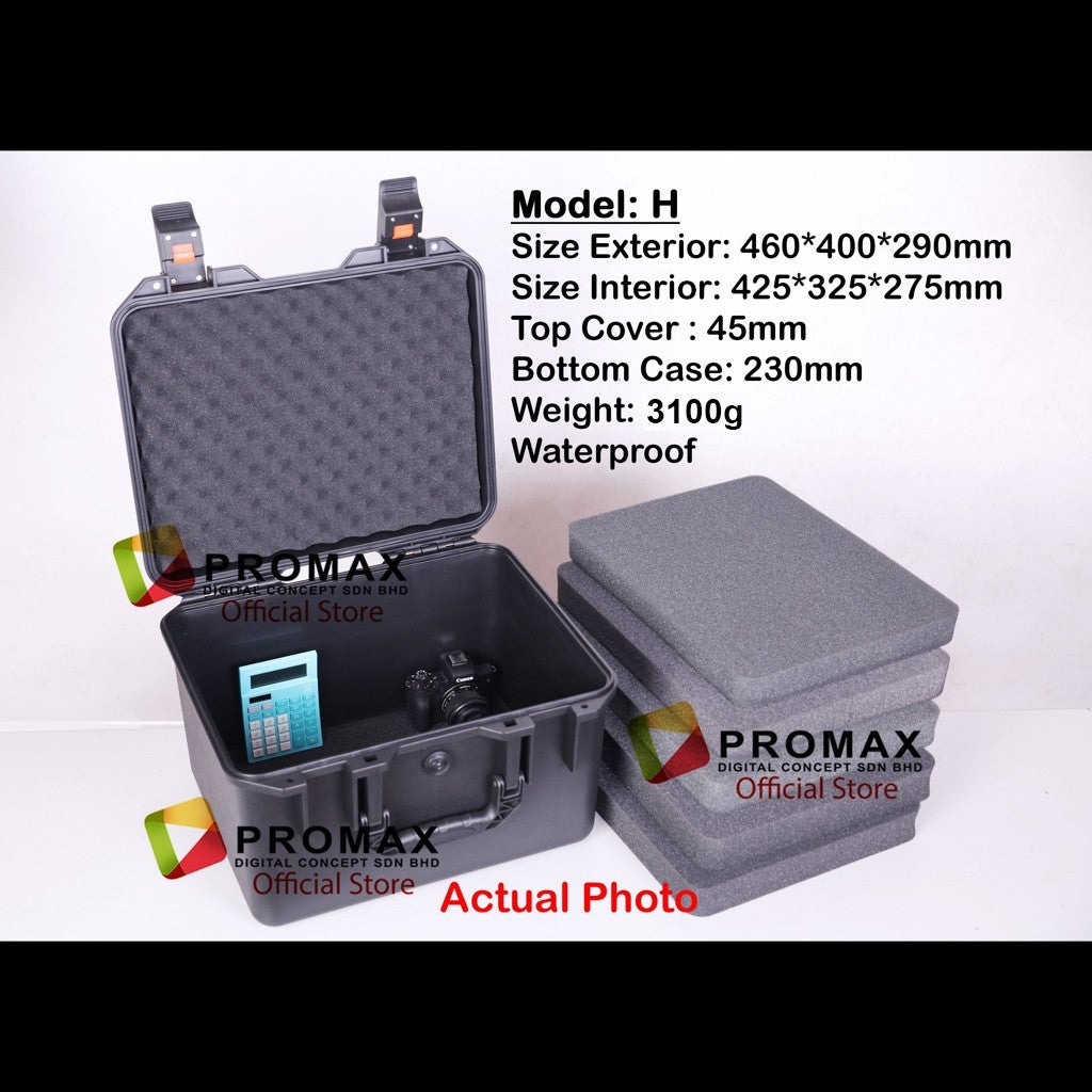 ProMax Hard PP Carry Case Tool Box Storage Bag PP Carrying case Hardcase Include Sponge Foam camera Kotak motosikal