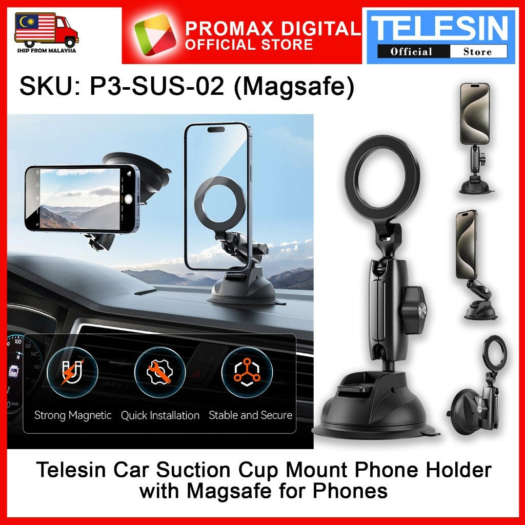 Telesin P3-SUS-02 Car Magsafe Suction Cup Mount