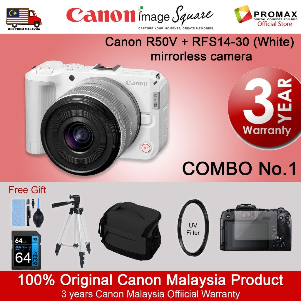 Canon EOS R50V with lens RF-S14-30mm F4-6.3 IS STM PZ Canon Malaysia R50 V 3years warranty HG-100TBR