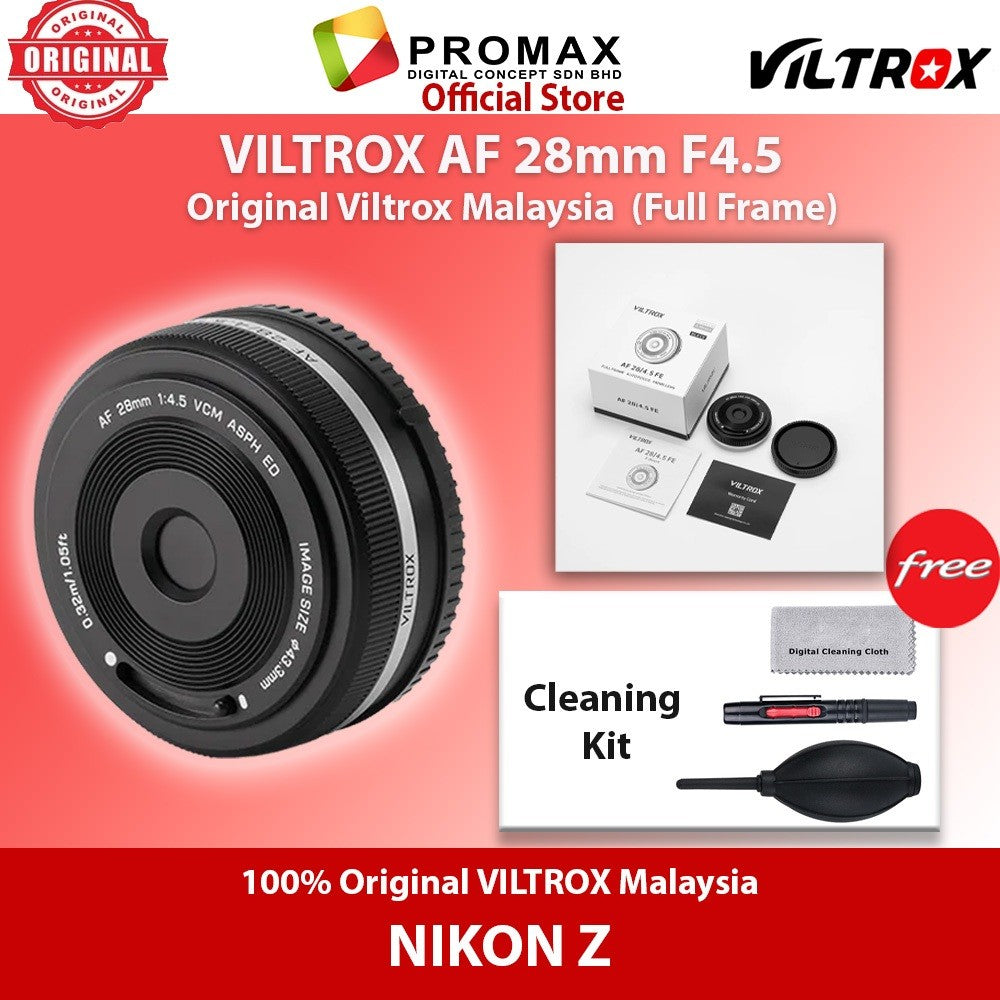 VILTROX AF 28mm f4.5 Full-Frame Pancake Lens for Sony FE , Fuji X and Nikon Z Mount