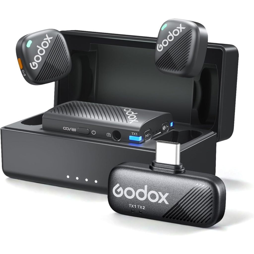 Godox Cube-C Black 2-Person Wireless Microphone with USB-C Connector for Phone and camera (2.4 GHz)