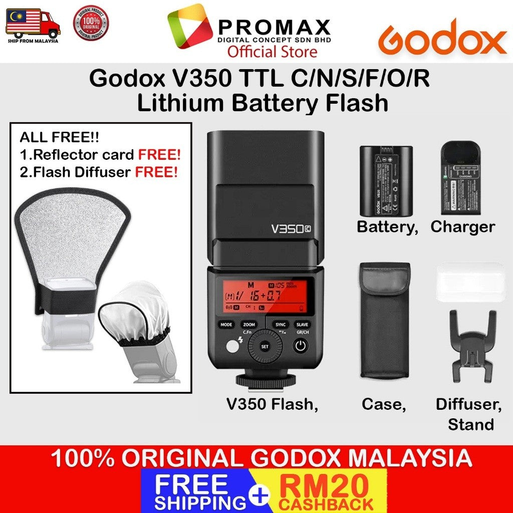 GODOX V350 Series TTL for Canon / Sony 2.4G Li-ion Camera Flash with Built-in Rechargeable Battery