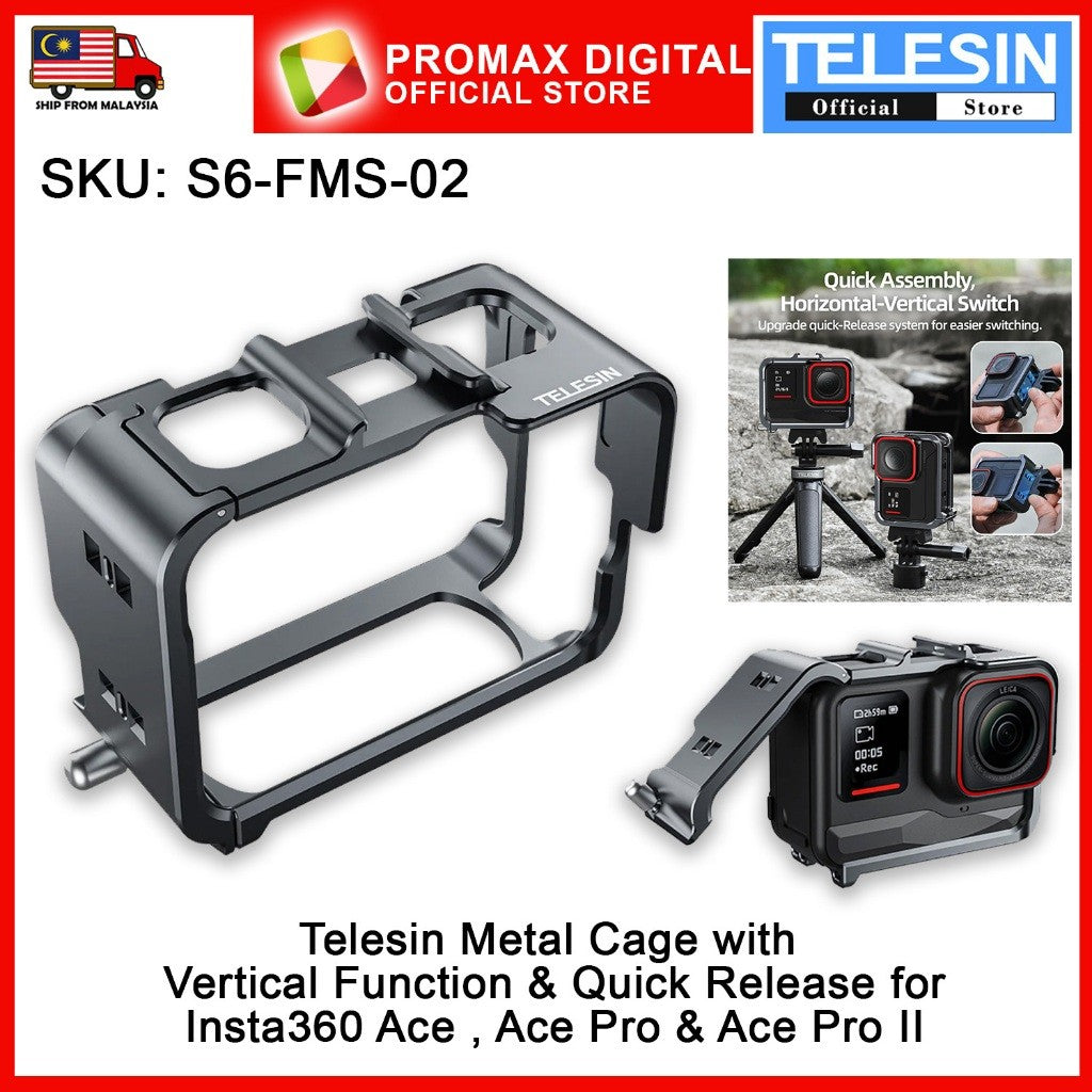 TELESIN S6-FMS-02 Vertical Shooting Quick Release Metal Rabbit Cage Protective