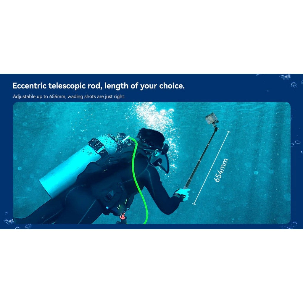 TELESIN WSS-001 Aluminum Alloy Waterproof 19-61cm Selfie Stick with Ball Head