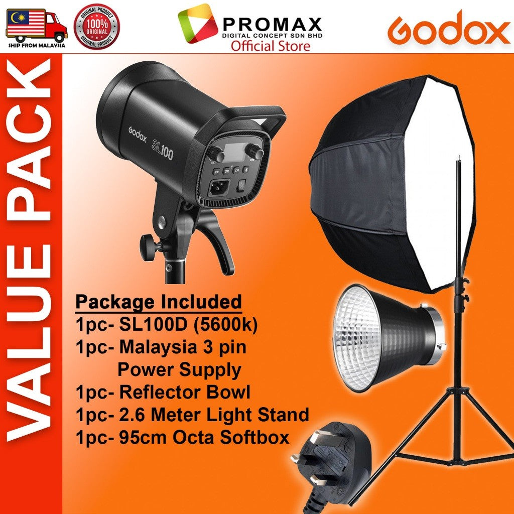 CHEAPEST! Godox SL100 SL100D SL100Bi with Lantern Octa 95cm 60x90cm Softbox Stand LED Video Light for Photo Studio