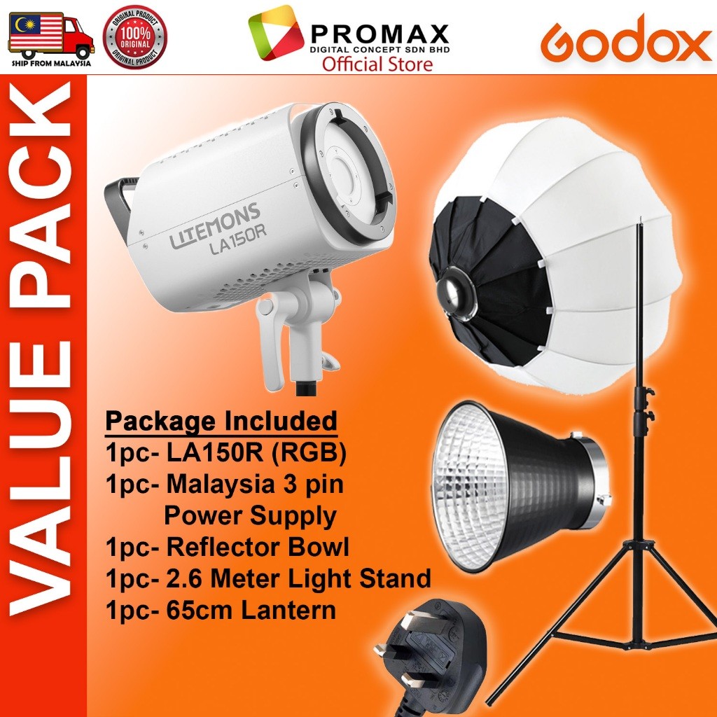 CHEAPEST! Godox LA150 LA150D LA150Bi with Lantern Octa 95cm 60x90cm Softbox Stand LED Video Light for Photo Studio