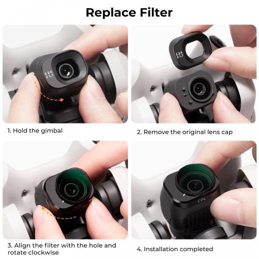 K&F CONCEPT CPL ND & PL Filter Kit for DJI MINI 4 Pro Six Kit CPL ND4&PL/ND8&PL/ND16&PL/ND32&PL/ND64&PL SKU:2082V1