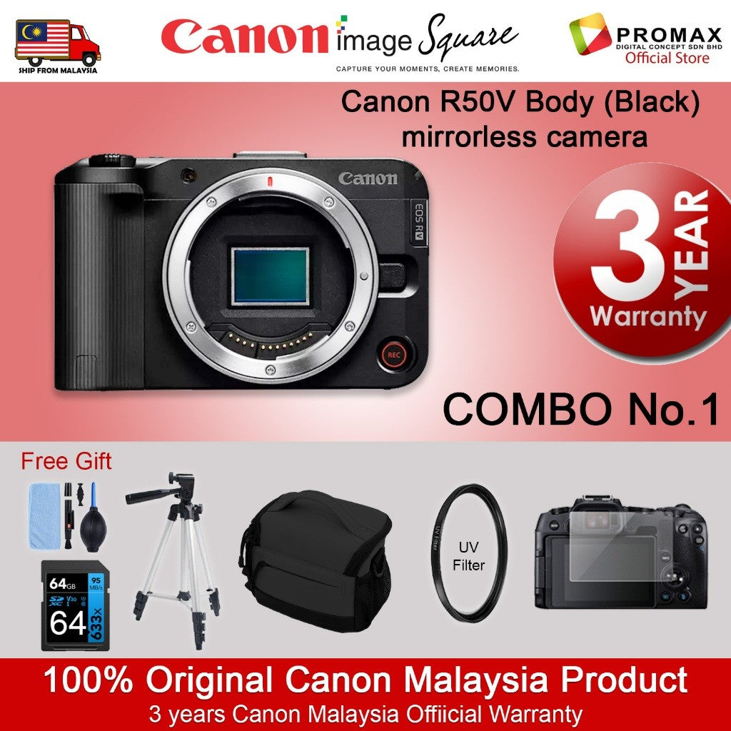 Canon EOS R50V with lens RF-S14-30mm F4-6.3 IS STM PZ Canon Malaysia R50 V 3years warranty HG-100TBR
