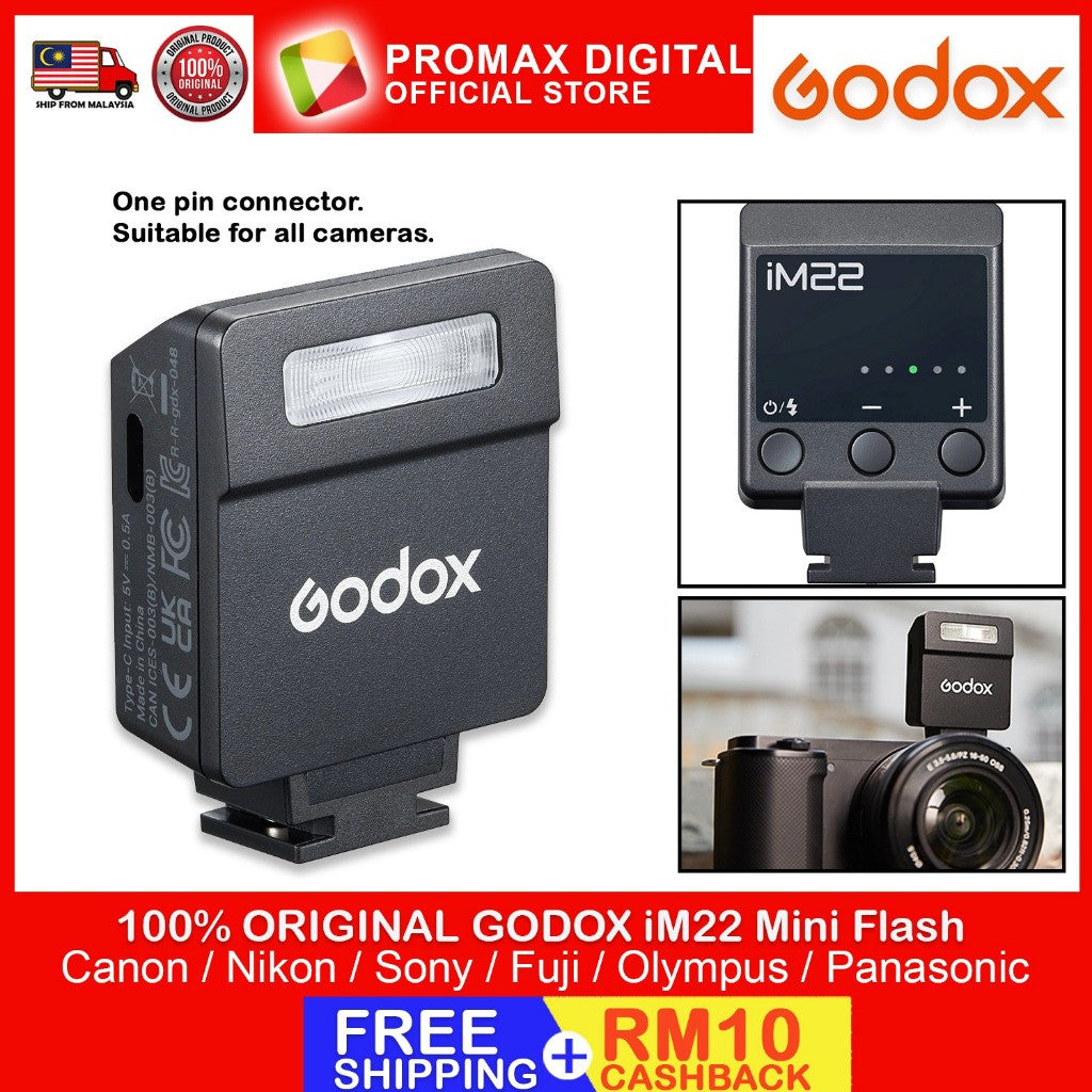 Godox iM22 mini iFlash flash for Canon Sony Fuji Nikon Olympus Pentas build in battery