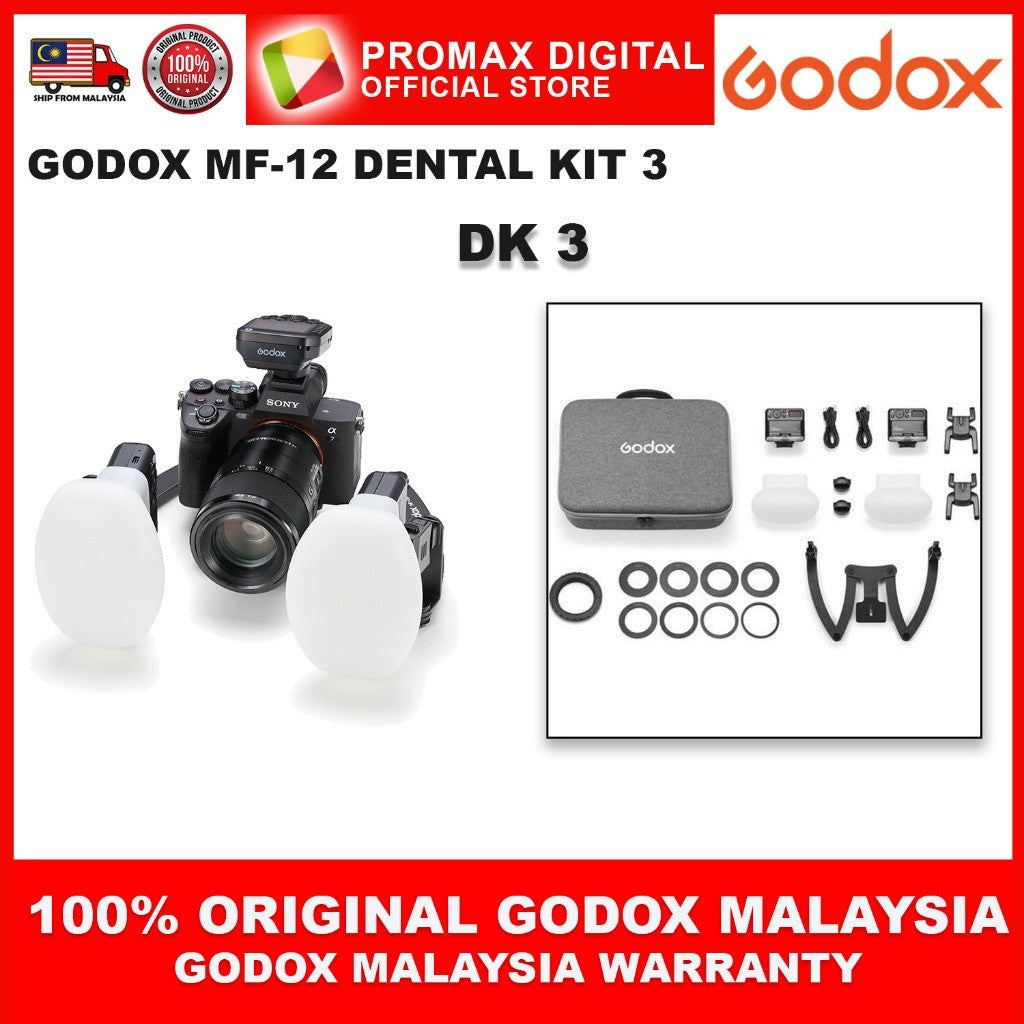 Godox MF12-DK1 / MF12-DK2 / MF12-DK3 Dental Macro Flash Kit Twin Dental Photography Macro-Flash Kit