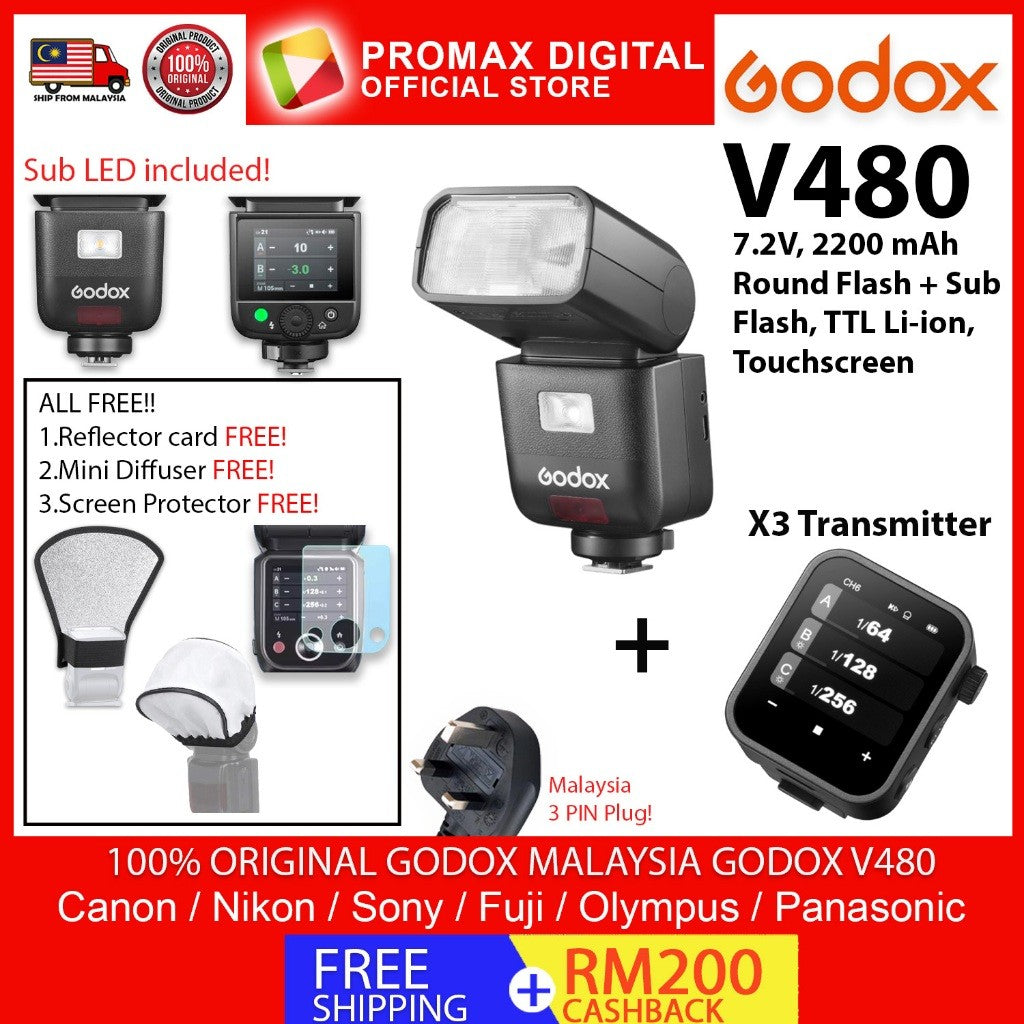 GODOX V480 C / N / S / F / O TTL Li-ion Camera Flash for Canon , Nikon , Sony , Fujifilm , Olympus