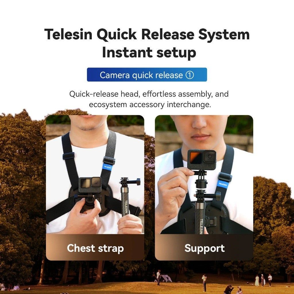 TELESIN S2-CGP-01 / S2-CGP-01GY Quick-Release Vest Chest Mount Strap Chesty for Action Cam Gopro Osmo Insta360 DJI