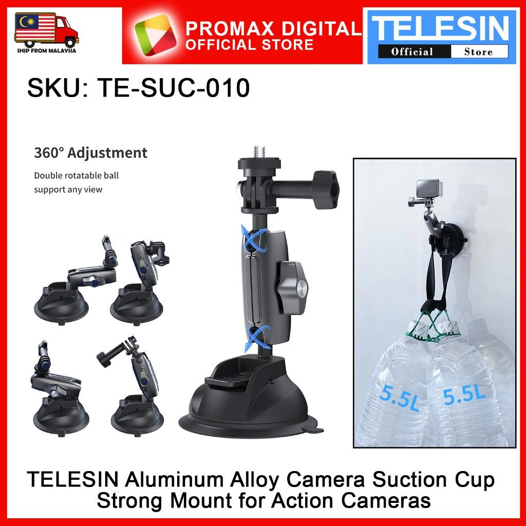 TELESIN TE-SUC-010 Aluminum Alloy Camera Suction Cup Strong Mount