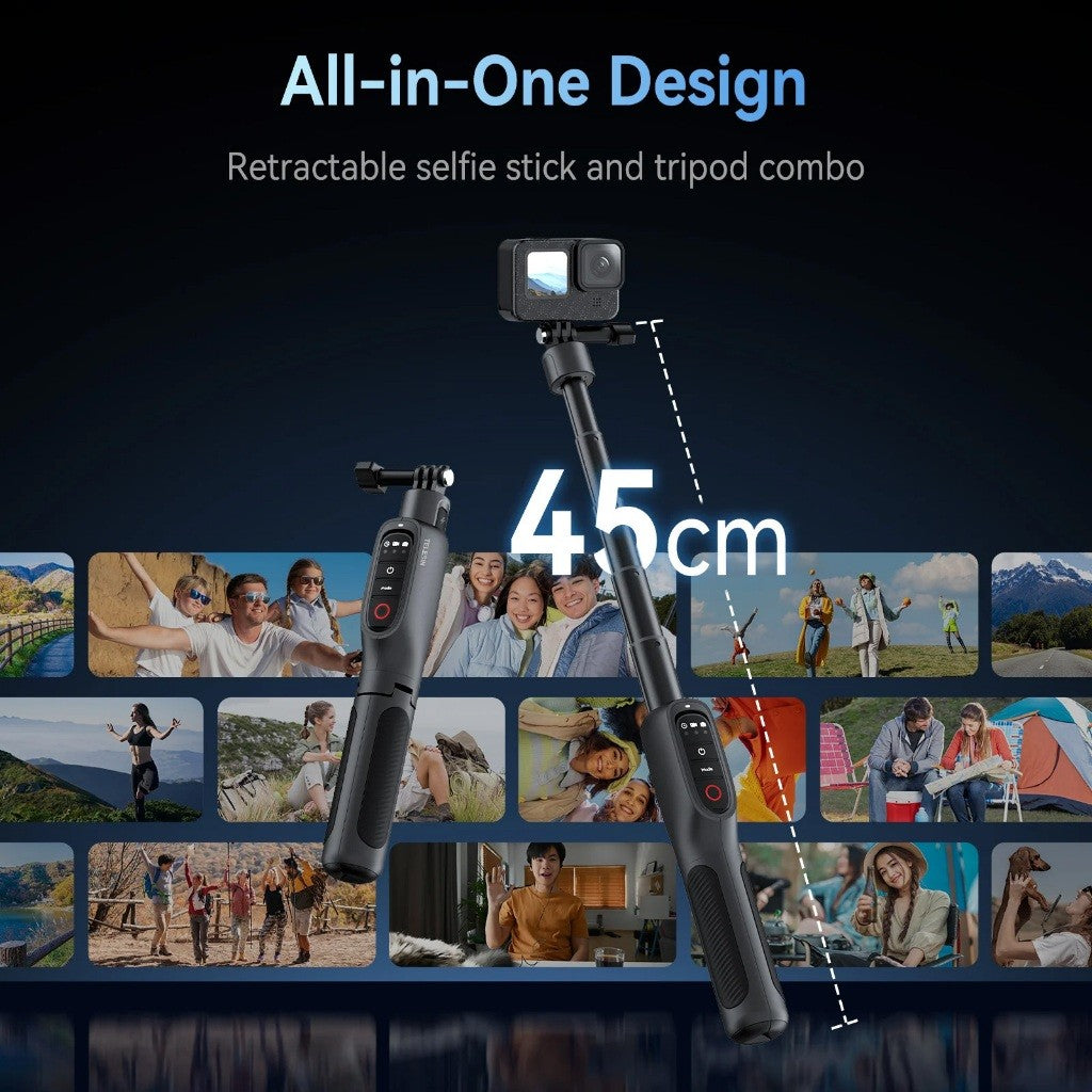 TELESIN S1-CSS-01-TGP 5000Mah 360 Rotation Charging Selfie Stick PowerBank Remote Control Tripod