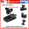 TELESIN Magnetic Backpack Clip (Quick Release Version) for Gopro, Insta360, DJI SKU:S2-JFM-01