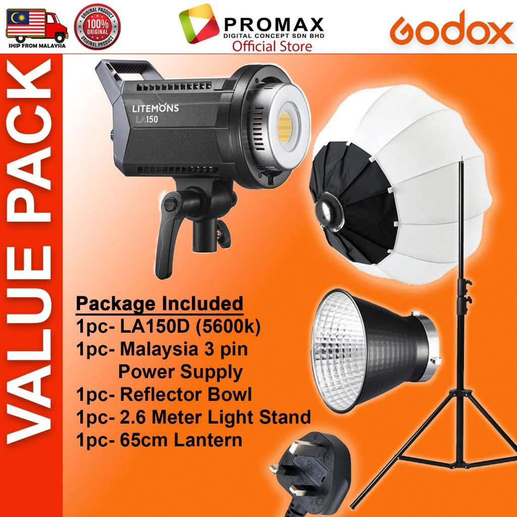 CHEAPEST! Godox LA150 LA150D LA150Bi with Lantern Octa 95cm 60x90cm Softbox Stand LED Video Light for Photo Studio