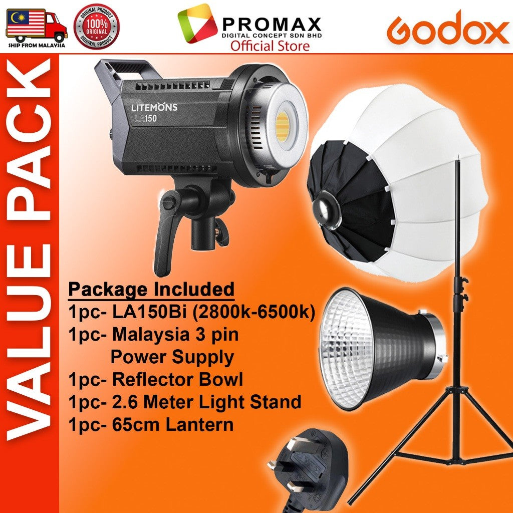 CHEAPEST! Godox LA150 LA150D LA150Bi with Lantern Octa 95cm 60x90cm Softbox Stand LED Video Light for Photo Studio