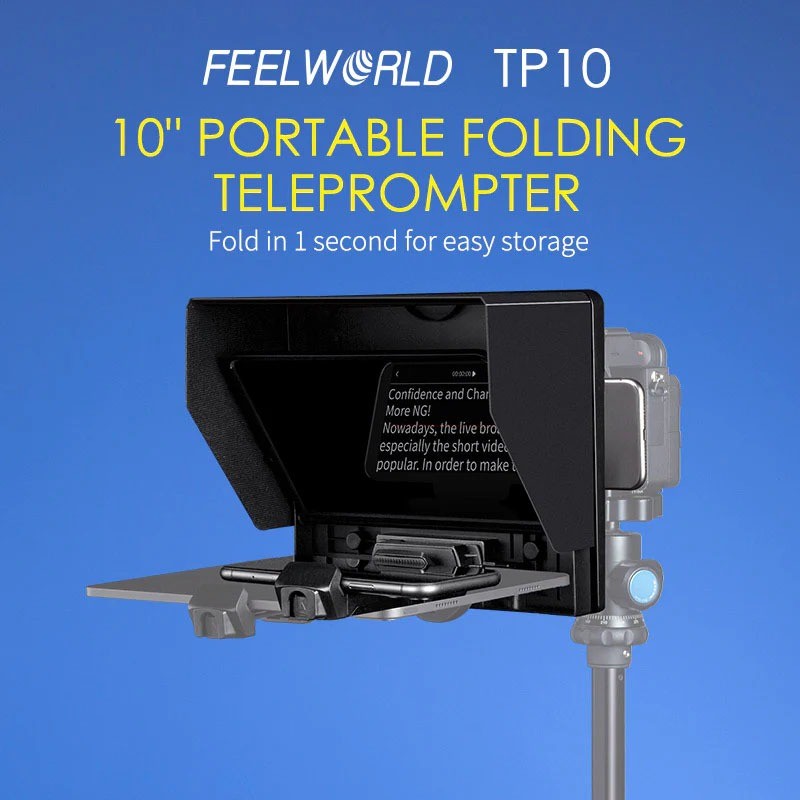 FEELWORLD TP10 10 Inch Portable Folding Teleprompter For Smartphone/Tablet/Camera