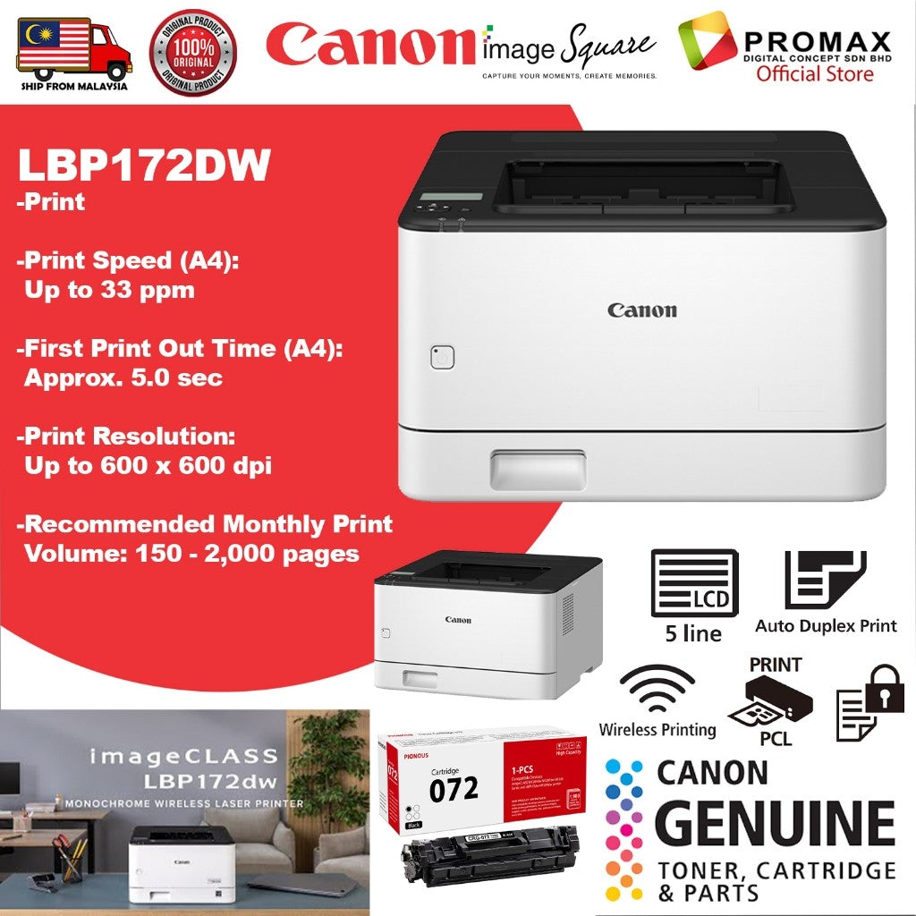 Canon imageCLASS LBP172dw Wireless Monochrome Laser Printer 35ppm Auto Duplex.