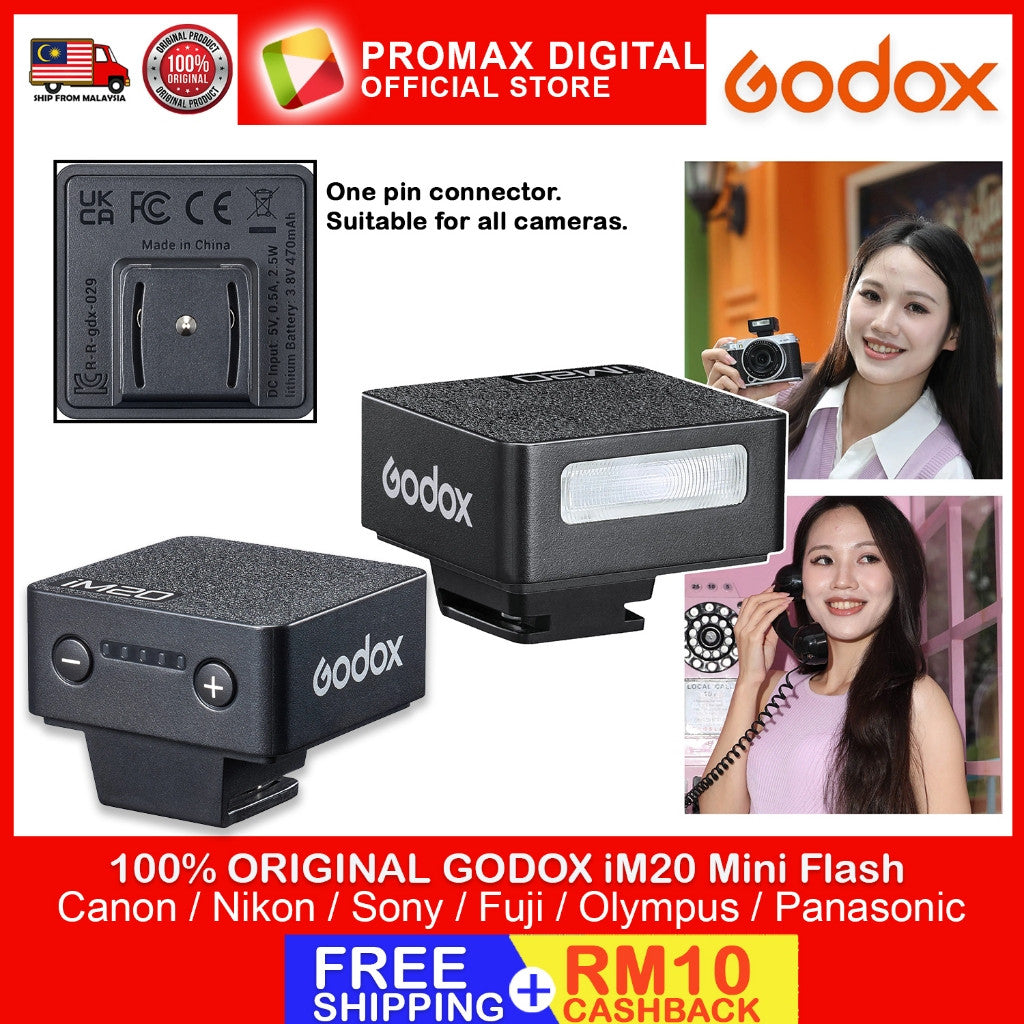 Godox iM20 mini iFlash flash for Canon Sony Fuji Nikon Olympus Pentas build in battery