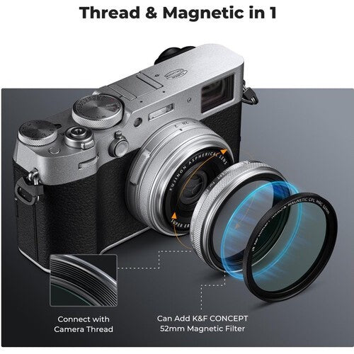 K&F Nano-X Lens Cap + Lens Hood + UV Filter 28 Layer Coating| 3 in 1 | SKU 2276 for X100/X100F/X100S/X100T/X100V/X100VI