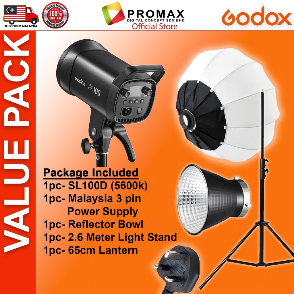 CHEAPEST! Godox SL100 SL100D SL100Bi with Lantern Octa 95cm 60x90cm Softbox Stand LED Video Light for Photo Studio