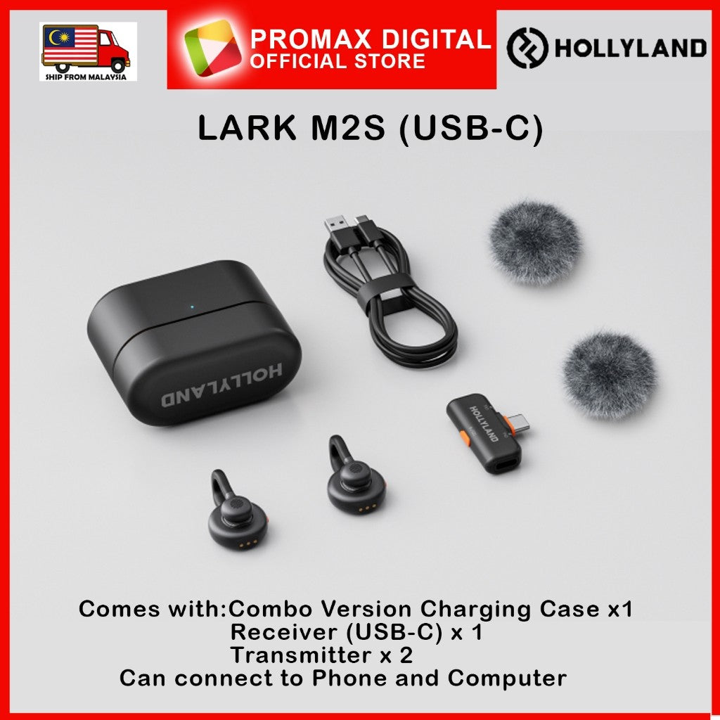 HOLLYLAND LARK M2S Wireless Hidden microphone for camera / computer / phone with USB-C transmitter