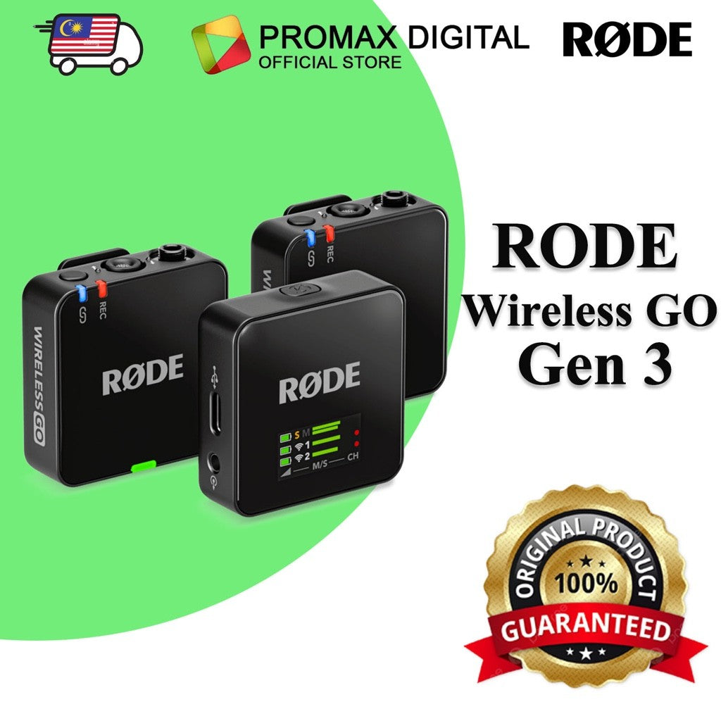 Rode Wireless GO III (Gen 3) Dual-channel Wireless Microphone System 2TX+1RX 32 bit float record