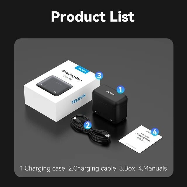 TELESIN PORTABLE DUAL SLOT BATTERY CHARGING CASE