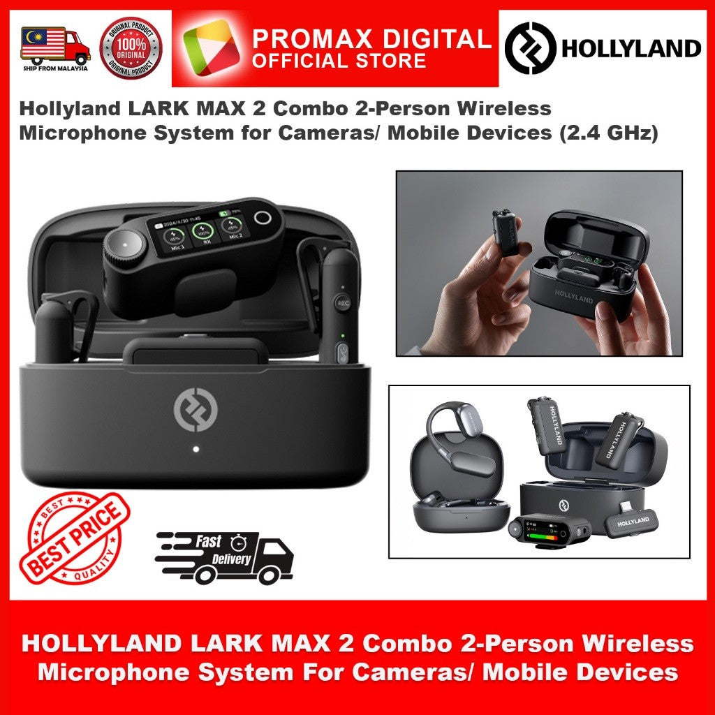 Hollyland LARK MAX 2 Wireless Microphone System with Lavalier mic (2.4 GHz, Black)