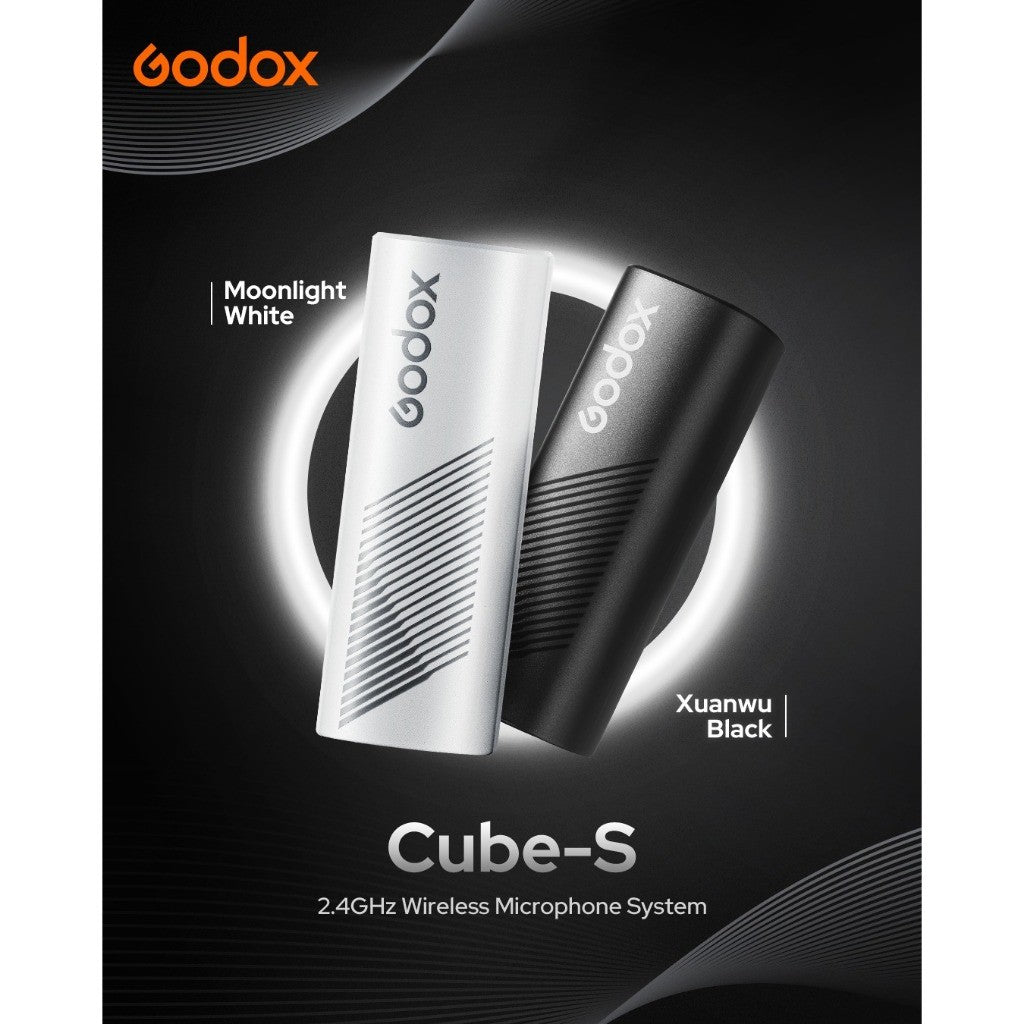 New! Godox Cube-SC Black/White 2-Person Wireless Microphone System with USB-C Connector for Mobile Devices (2.4 GHz).