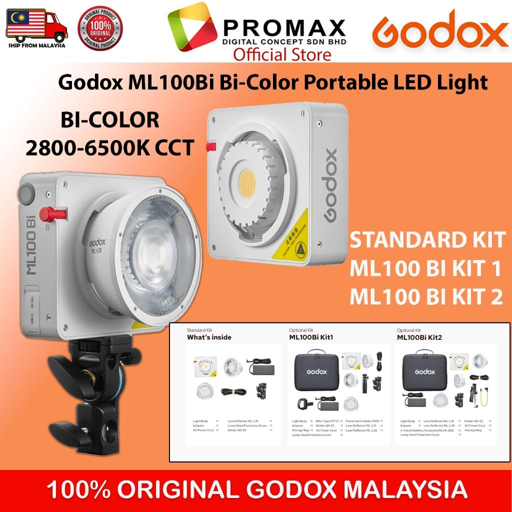 Godox ML100Bi ML100 BI Bi-Color Portable LED Light outdoor and indoor (2800-6500K CCT)